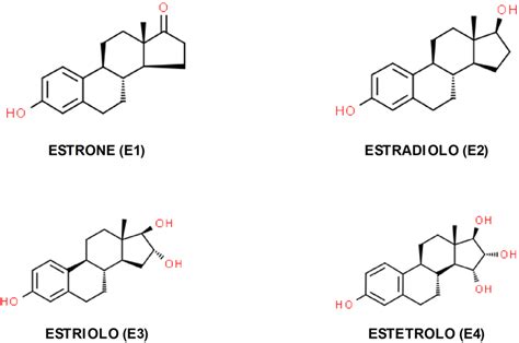 Schema comparativo tra la struttura chimica degli estrogeni umani e dei fitoestrogeni.