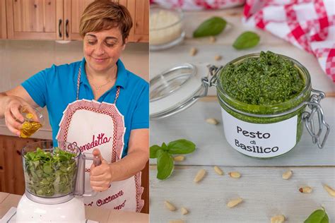 vaso di pesto genovese con basilico fresco e pinoli