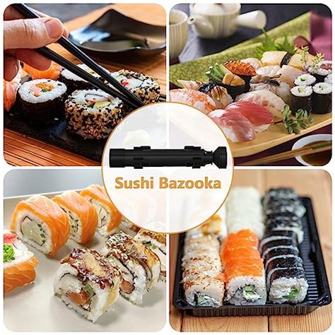 Immagine di un sushi bazooka in azione, che produce un rotolo di sushi perfettamente formato.