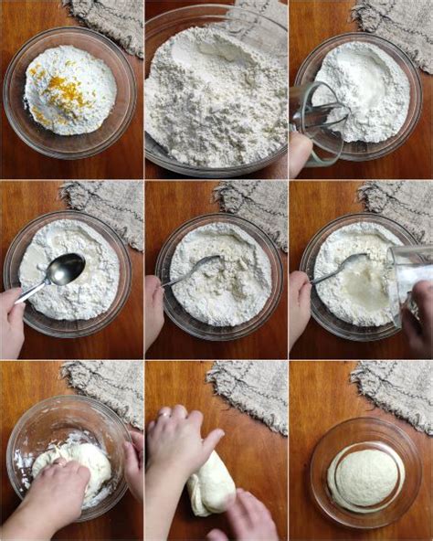 Schema che illustra le fasi principali della preparazione dell'impasto delle frittelle, dalla miscelazione degli ingredienti alla lievitazione.