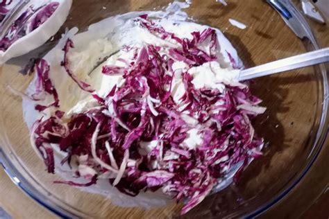composizione di ingredienti per la ricetta Thermomix: radicchio, robiola, scalogno, olio