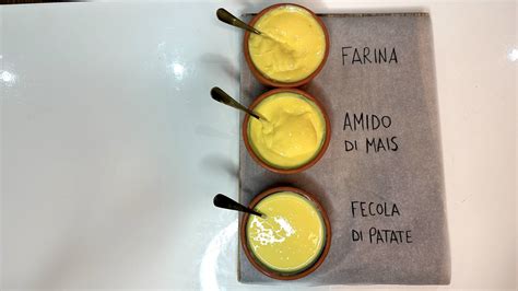 Confronto visivo tra crema con amido di mais e crema con farina di riso