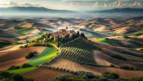 Paesaggio viticolo delle Marche, con vigneti che si estendono a perdita d'occhio, incorniciati da dolci colline.