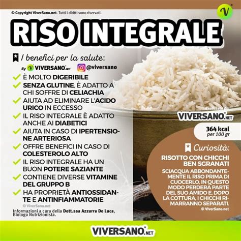 infografica sulle proprietà nutrizionali del riso integrale