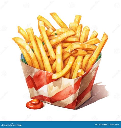 Illustrazione di patatine fritte disposte a formare stelle e cuori su un palco.