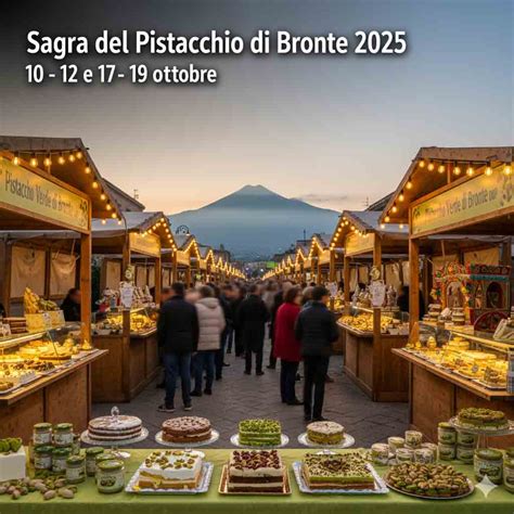 Scena della Sagra del Pistacchio di Bronte con bancarelle e persone