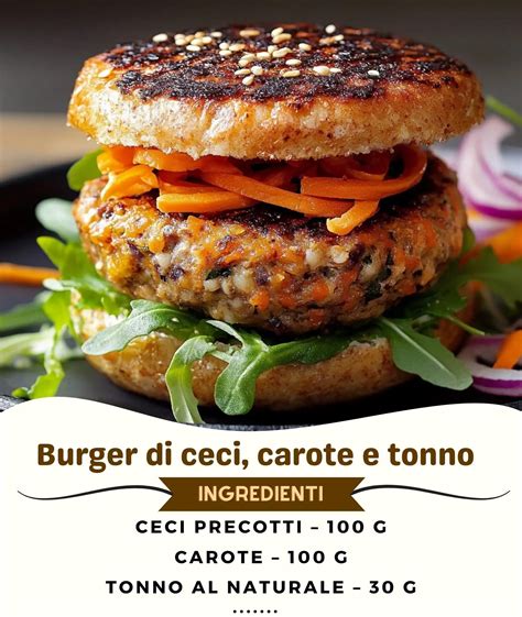 Panino assemblato con burger di ceci, carote, tonno e maionese vegana