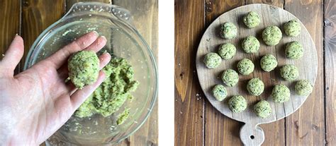 Mani che formano delle polpette di zucchine e pecorino