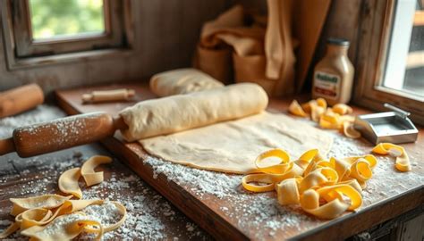 Impasto della pasta frolla che viene lavorato sul piano di lavoro
