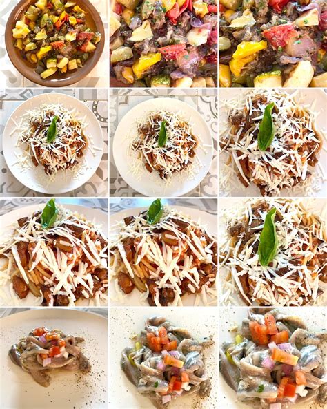 Collage di piatti vegani colorati e invitanti preparati da Giorgia Basile.