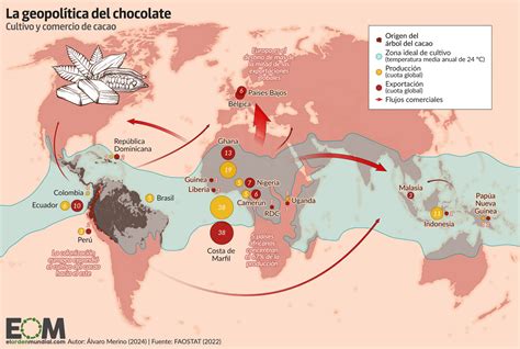 Mappa storica delle rotte del cacao dall'America all'Europa