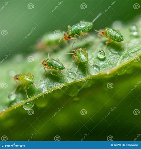 Illustrazione di afidi e cocciniglie su una foglia di pianta