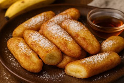 Immagine di banane fritte in pastella dorate e croccanti