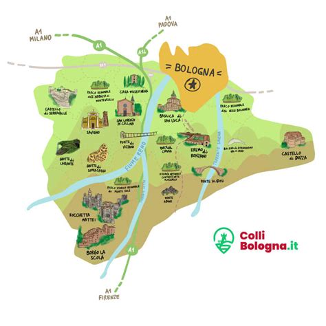 Mappa dei Colli Bolognesi con evidenziata la zona di produzione del Pignoletto Orsi