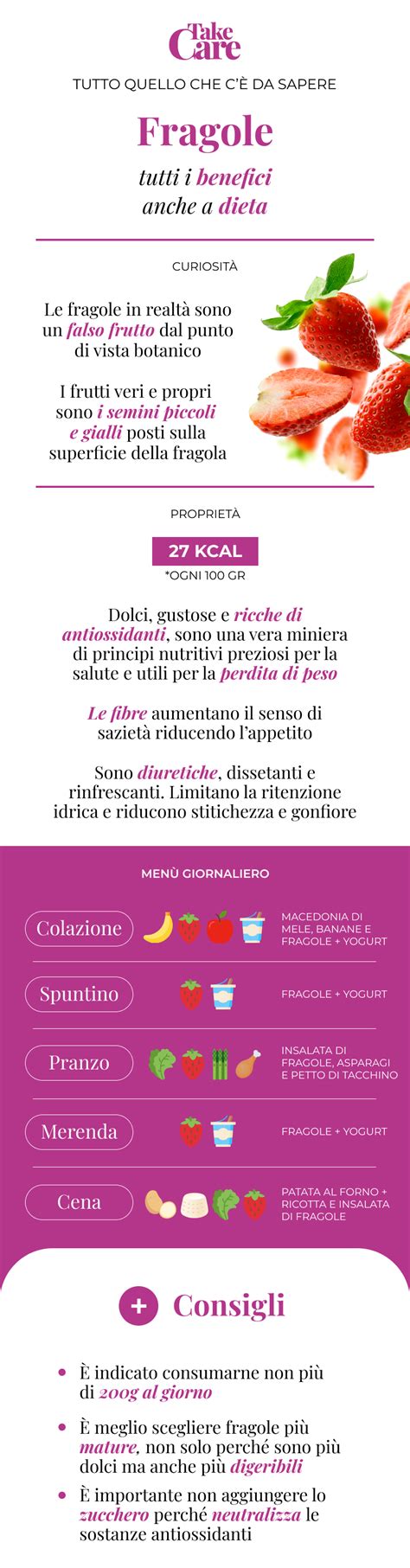 infografica benefici fragole vitamina C minerali fibre