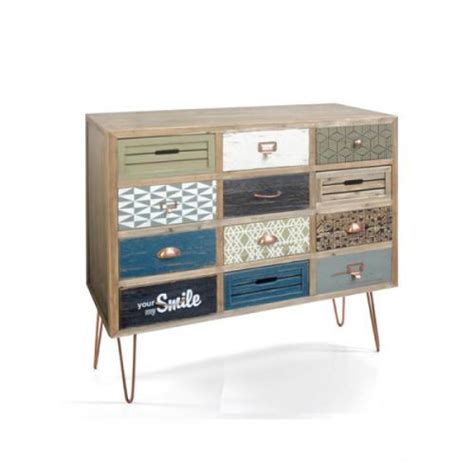 Immagine della cassettiera Joiner con piedini metallici in massello di rovere, in una configurazione a 2+3 cassetti.
