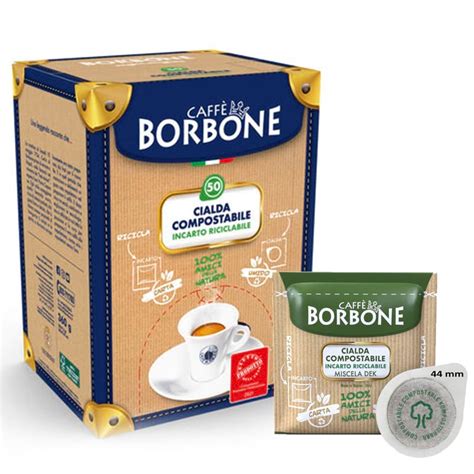 Immagine di una confezione di cialde Borbone Miscela Rossa, con dettaglio delle cialde singole.