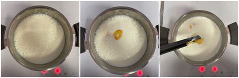 Mescolando il semolino nel latte bollente per evitare grumi