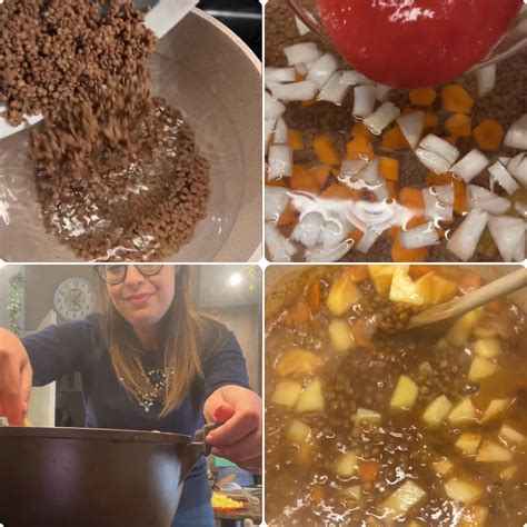 sequenza fotografica dei passaggi di preparazione della zuppa