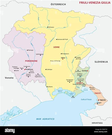 mappa del Friuli Venezia Giulia con evidenziate le zone montuose della Carnia