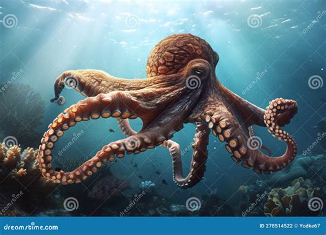 Illustrazione di un polpo fresco intero e pulito