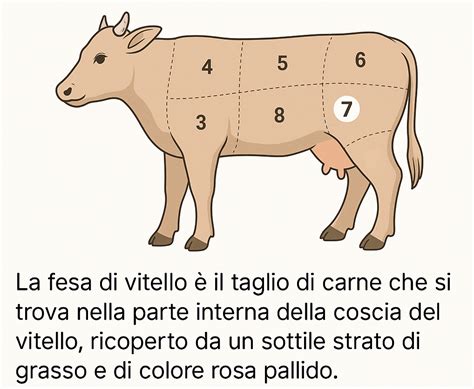 Schema anatomico del taglio della fesa di vitello