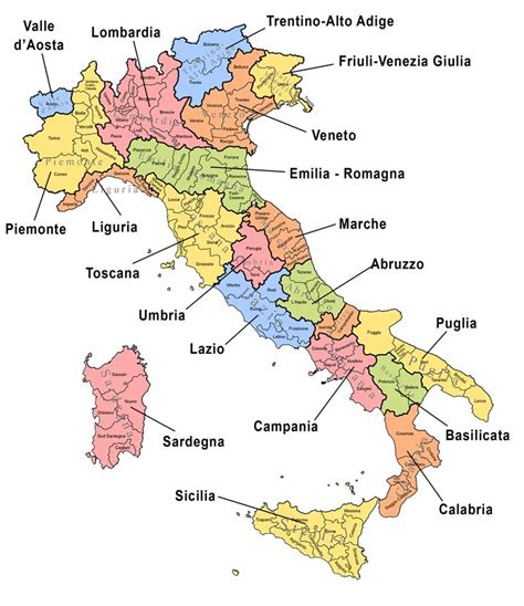 Mappa dell'Italia con evidenziate le regioni del Nord Italia dove il carpione è più diffuso (Piemonte, Lombardia).