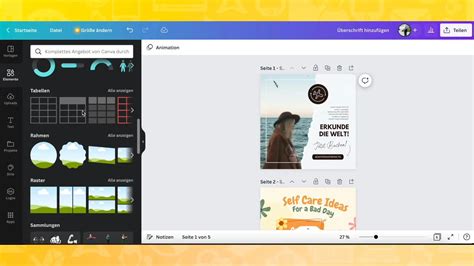 Interfaccia di Canva con vari elementi grafici per la creazione di sticker
