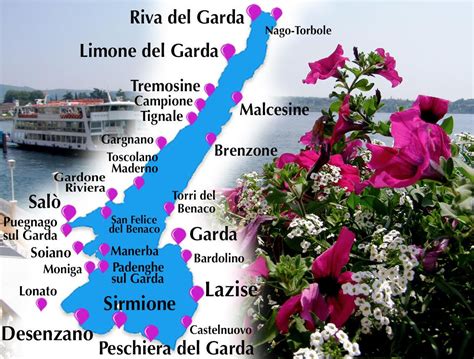 Mappa del Lago di Garda che evidenzia le principali gelaterie menzionate