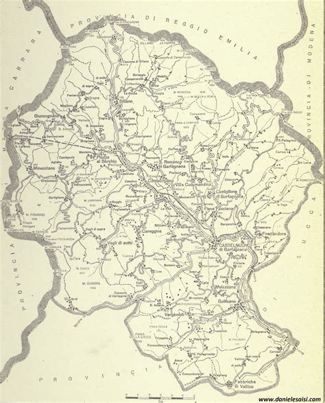 Mappa della Garfagnana con evidenziata l'area di produzione del farro