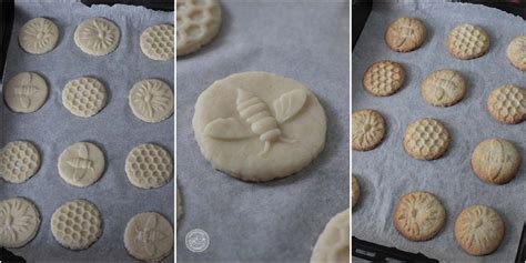 Biscotti morbidi alla panna e miele con timbri a tema ape