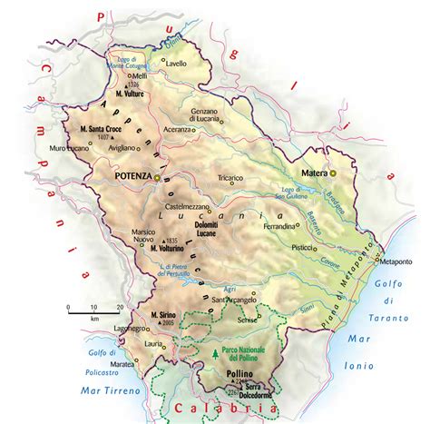 Mappa stilizzata della regione Basilicata con un focus su Matera e i suoi dintorni.