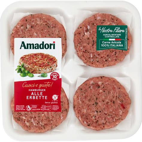 Confezione di hamburger di pollo e tacchino di marca Amadori