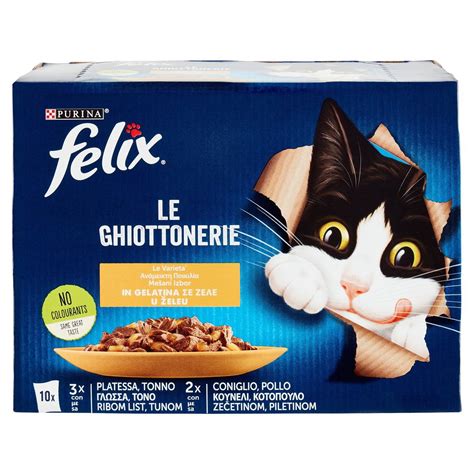 Immagine di una ciotola con cibo umido per gatti FELIX Le Ghiottonerie, con bocconcini in gelatina ben visibili.