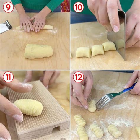 Formazione degli gnocchi di patate sulla forchetta