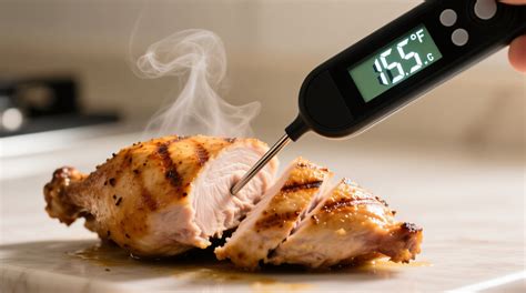 Un termometro da cucina inserito nel centro di un pezzo di roast beef per verificarne la temperatura interna.