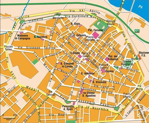 Mappa di Piacenza con evidenziata la sede di Salsi Rappresentanze