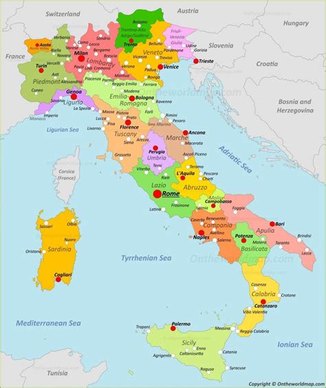 Mappa dell'Italia con evidenziate le regioni note per le diverse varianti di pasta e fagioli