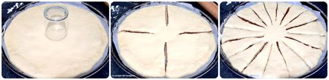 Illustrazione dettagliata dei passaggi per tagliare e attorcigliare gli spicchi della stella di pan brioche