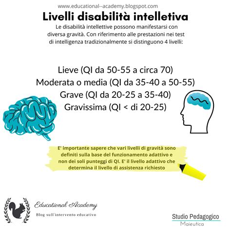 Diagramma che illustra le differenze tra le varie gradazioni di disabilità intellettiva (lieve, moderata, grave, gravissima) e le relative fasce d'età mentale.