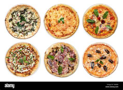 varietà di pizze senza latticini con diverse guarnizioni