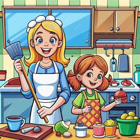 illustrazione di una mamma che prepara gnocchi con i suoi figli sorridenti