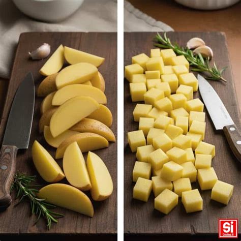 Taglio delle patate a spicchi per la cottura al forno