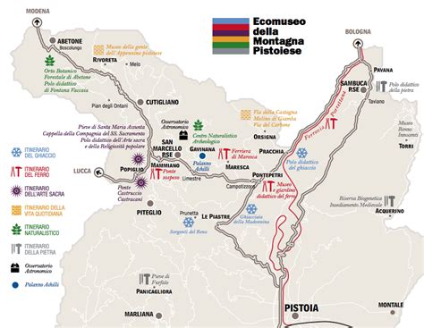 Mappa della Montagna Pistoiese che evidenzia le zone più rinomate per la raccolta dei funghi
