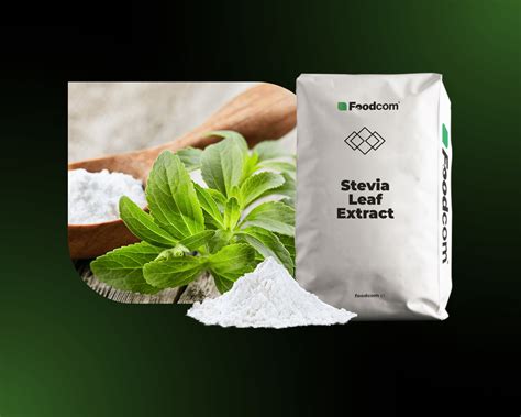 Immagine di foglie di stevia e prodotti commerciali a base di stevia.