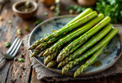 Immagine di asparagi freschi con punte ben chiuse e gambo sodo