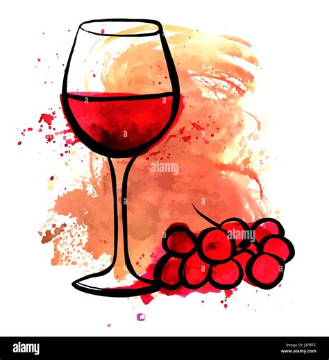 Illustrazione di un bicchiere di vino Barbera con uva e tappo di sughero