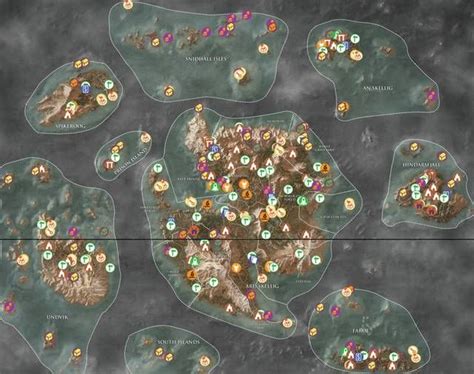 mappa delle Skellige con l'isola di Hindarsfjall evidenziata