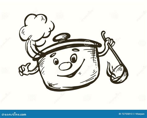 Illustrazione stilizzata di un focolare acceso con una pentola di polenta che sobbolle