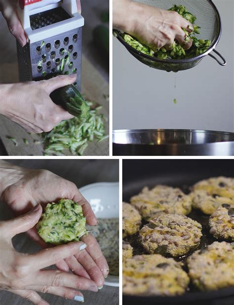 Mescolando gli ingredienti per i burger di zucchine